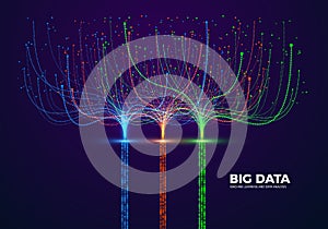Big Data Visual Concept. Machine Learning and Data Analysis. Digital Technology Visualization. Dot and Connection Lines