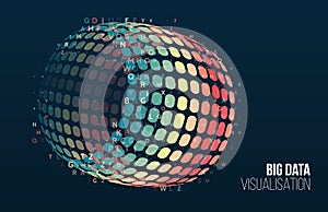 Big data visualization. Abstract background with circles array and binary code. Ring connection structure