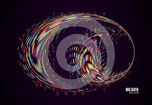 Big data visualization. Abstract background with dots array and binary code