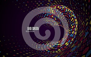 Big data visualization. Abstract background with dots array and binary code