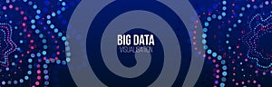 Big data visualization. Abstract background with dots array and binary code. Connection structure. Data array visual concept. Big