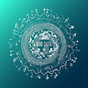 Big data visualization. Abstract background with dots array and
