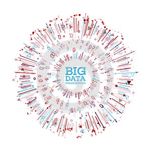 Big data visualization. Abstract background with dots array and