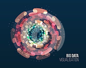 Big data visualization. Abstract background with lines array and binary code
