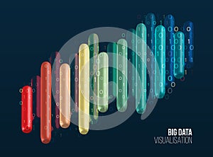 Big data visualization. Abstract background with lines array and binary code. Connection structure. Data array visual concept