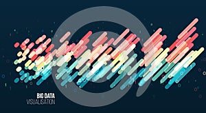 Big data visualization. Abstract background with lines array and binary code. Connection structure