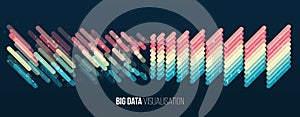 Big data visualization. Abstract background with lines array and binary code. Connection structure