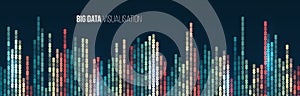 Big data visualization. Abstract background with lines array and binary code. Connection structure. Data array visual concept. Big