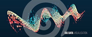 Big data visualization. Abstract background with spiral array and binary code. Connection structure. Wide Data array visual