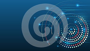 Big data visualization. Abstract stream information with circles array and binary code. Information analytics concept. Filtering