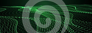 Big data visualization. Abstract technology background. Digital code. Futuristic dots background. 3d