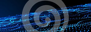 Big data visualization. Abstract technology background. Digital code. Futuristic dots background. 3d