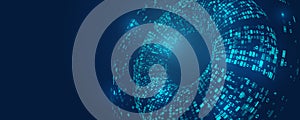 Big data visualization. Algorithm or machine learning illustration. Abstract binary code. Binary data. Technological background