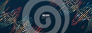 Big data visualization algorithms. Computer technology sorting data concept. Machine learning algorithm. Waves array visual