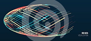 Big data visualization algorithms. Computer technology sorting data concept. Machine learning algorithm. Waves twisted array