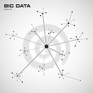 Big data. Visualization of algorithms with connections and points. Design for business, science, technology. Connection
