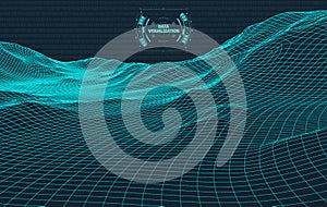 Big data visualization. Background 3d .Big data connection background. Cyber technology Ai tech wire network futuristic