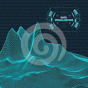 Big data visualization. Background 3d .Big data connection background. Cyber technology Ai tech wire network futuristic