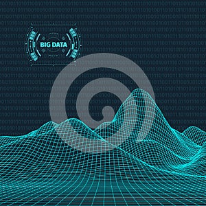 Big data visualization. Background 3d .Big data connection background. Cyber technology Ai tech wire network futuristic