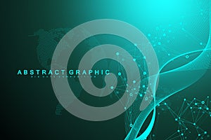 Big data visualization background. Graphic abstract background communication. Perspective backdrop. Analytical network