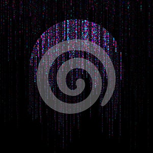 Big data visualization. Circle stream of falling multicolored data units. Science, technology theme. Vector illustration