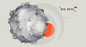 Big data visualization. Cluster analysis. Cloud data storage representation. Distributed network. Social media graph