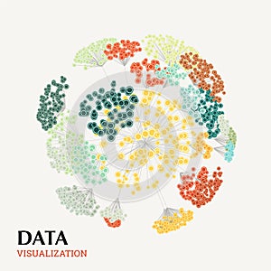 Big data visualization concept. Infographics design. Cluster analysis. Data clustering.