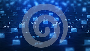 Big data visualization concept. Machine learning algorithms. Analysis of information. Technology data and binary code network