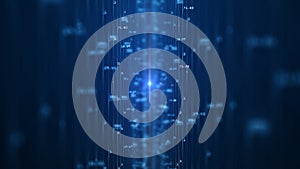 Big data visualization concept. Machine learning algorithms. Analysis of information. Technology data and binary code network