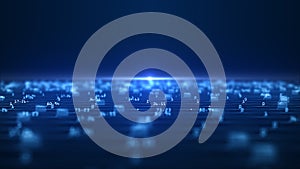 Big data visualization concept. Machine learning algorithms. Analysis of information. Technology data and binary code network