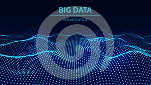 Big data visualization 3D. Technology wave. Analytics representation. Digital background