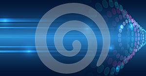 Big data visualization on dark background. An array of multi-colored lines. Hi-tech concept of data structuring. Futuristic