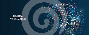 Big data visualization. A dynamic array of information. Data sorting process. Big data stream futuristic infographics. File