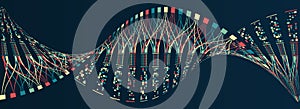 Big data visualization. A dynamic array of information. Data sorting process. Big data stream futuristic infographics. File