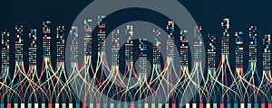 Big data visualization. A dynamic array of information. Data sorting process. Big data stream futuristic infographics. File