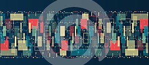 Big data visualization. A dynamic array of information. Data sorting process. Big data stream futuristic infographics. File