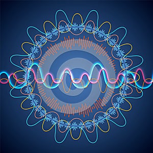 Big data visualization. Fractal element with lines and dots array. Big data connection complex. Data array visual concept. Graphic