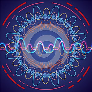 Big data visualization. Fractal element with lines and dots array. Big data connection complex. Data array visual concept. Graphic