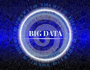 Big data visualization. Fractal element with lines and dots array. Big data connection complex. Data array visual
