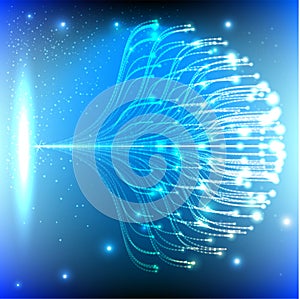 Big data visualization. Fractal element with lines and dots array. Big data connection complex.