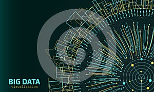 Big Data Visualization. Fractal Elements with Lines and Dots Array