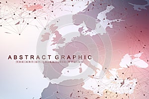 Big data visualization. Graphic abstract background Artificial Intelligence. Social network connection concept