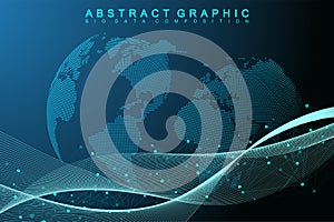 Big data visualization. Graphic abstract background communication. Perspective backdrop. Minimal array. Digital data