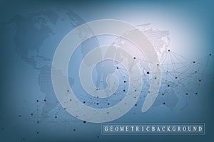 Big data visualization. Graphic abstract background communication. Perspective backdrop. Minimal array. Digital data