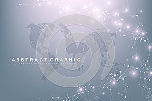 Big data visualization. Graphic abstract background communication. Perspective backdrop. Minimal array. Digital data