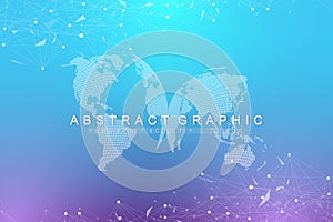 Big data visualization. Graphic abstract background communication. Perspective backdrop. Minimal array. Digital data