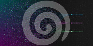 Big data visualization. Illustration of information sorting process. Analusis of big data. Science, technology theme