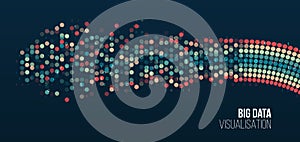 Big data visualization. Information analytics concept. Abstract stream information with circles array and binary code. Filtering