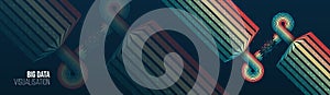 Big data visualization. Information analytics concept. Abstract stream information. Filtering machine algorithms. Sorting binary