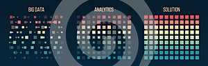 Big data visualization. Information analytics concept. Abstract stream information. Filtering machine algorithms. Sorting binary